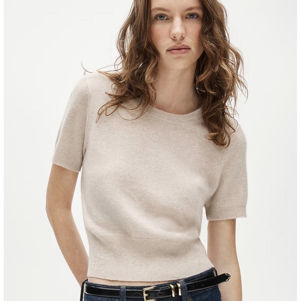 MADEWELL S Cashmere shrunken T-shirt In Natural CA082 $128